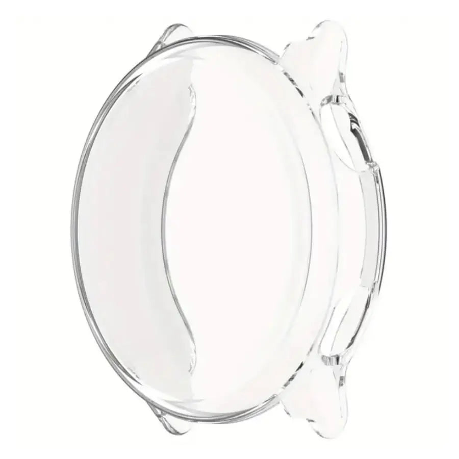Clear Habicare protective case for Garmin Vivoactive 6 watch, showing the transparent, snug-fitting cover on the device.