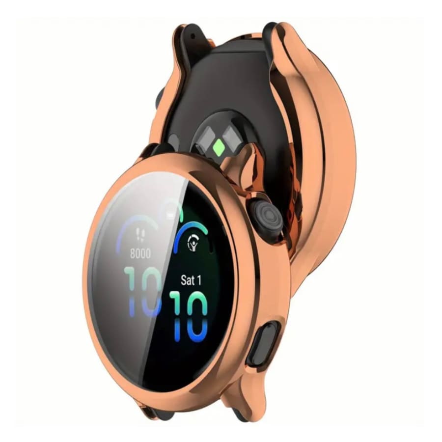 Rose gold protective case for Garmin Vivoactive 6 smartwatch, designed to safeguard and enhance the watch's appearance.