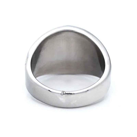 Stainless steel men's ring by Glitters featuring a gold star symbol, sleek design with polished finish.