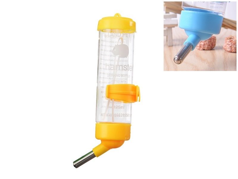 Yellow 80ml pet hamster and guinea pig leak-proof water bottles by dealonlinenz, designed for small animals.