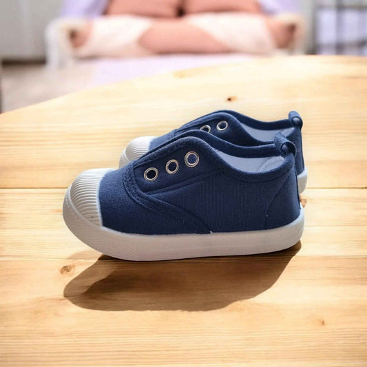 Happy Feet NZ Tiny Trail Canvas shoes in classic white with durable, easy-to-wear design for kids.
