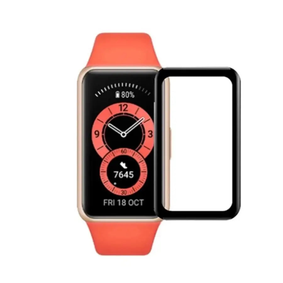 Set of five Habicare screen protectors for Huawei Band 6 smartwatch, clear and protective watch screen covers.
