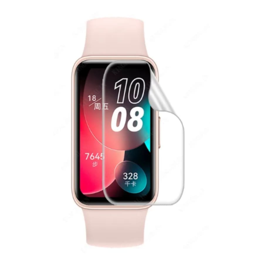 Hydrogel screen protectors for Huawei Band 8 and Band 9, pack of 6, designed to protect smartwatch screens.