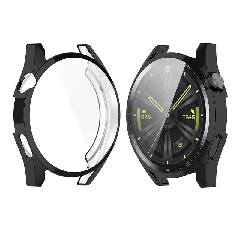 Black protective watch case for Huawei GT 2 46mm, designed to shield and secure the smartwatch.