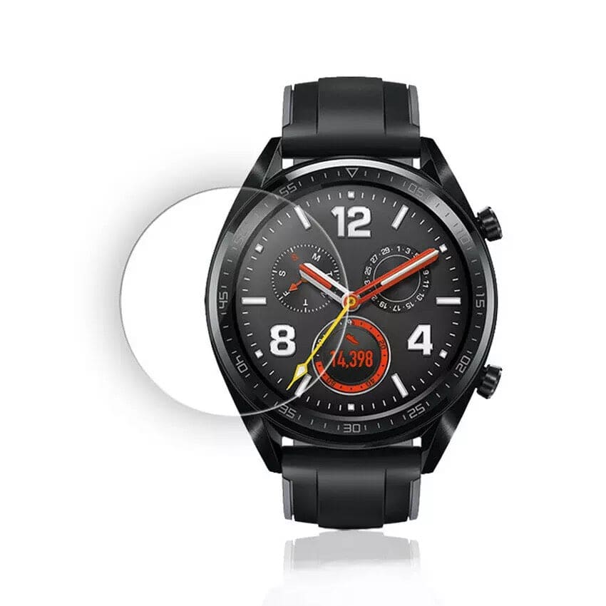 Huawei GT 46mm watch screen protector by That Watch Shop, showing a clear protective film over the watch face.