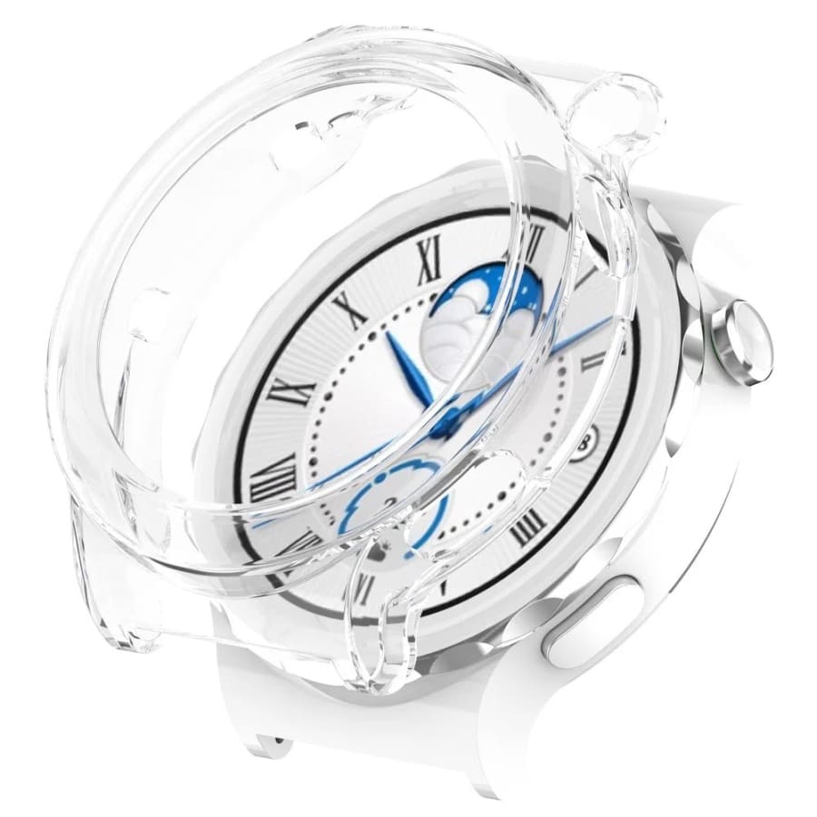 Clear protective watch case for Huawei GT3 Pro 43mm, designed to safeguard the smartwatch with a transparent cover.