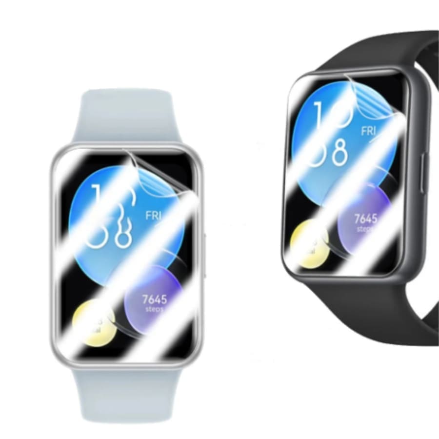 Hydrogel screen protectors for Huawei Watch Fit 2, pack of 6, clear protection for smartwatch screens, by That Watch Shop.