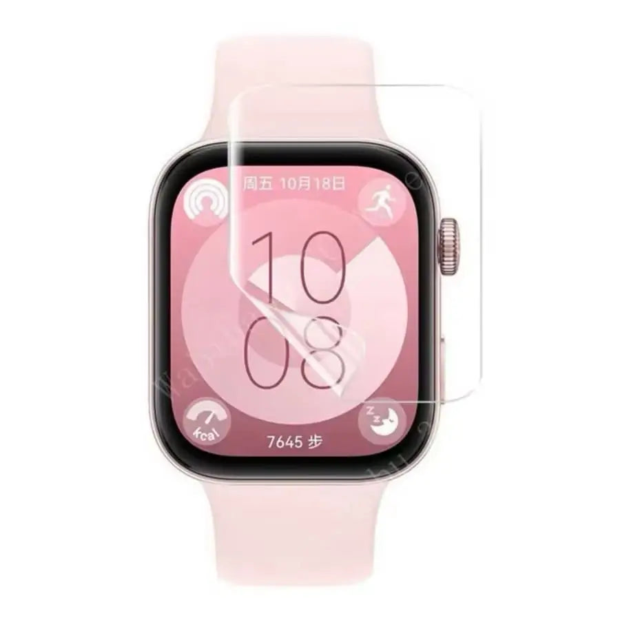 Set of five Habicare hydrogel screen protectors for Huawei Watch Fit 3, designed to protect the watch screen from scratches and damage.