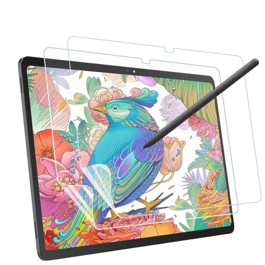 Hydrogel screen protector for Samsung Galaxy Tab S5e 10.5-inch 2019 model, showing the clear, flexible film covering the tablet screen.