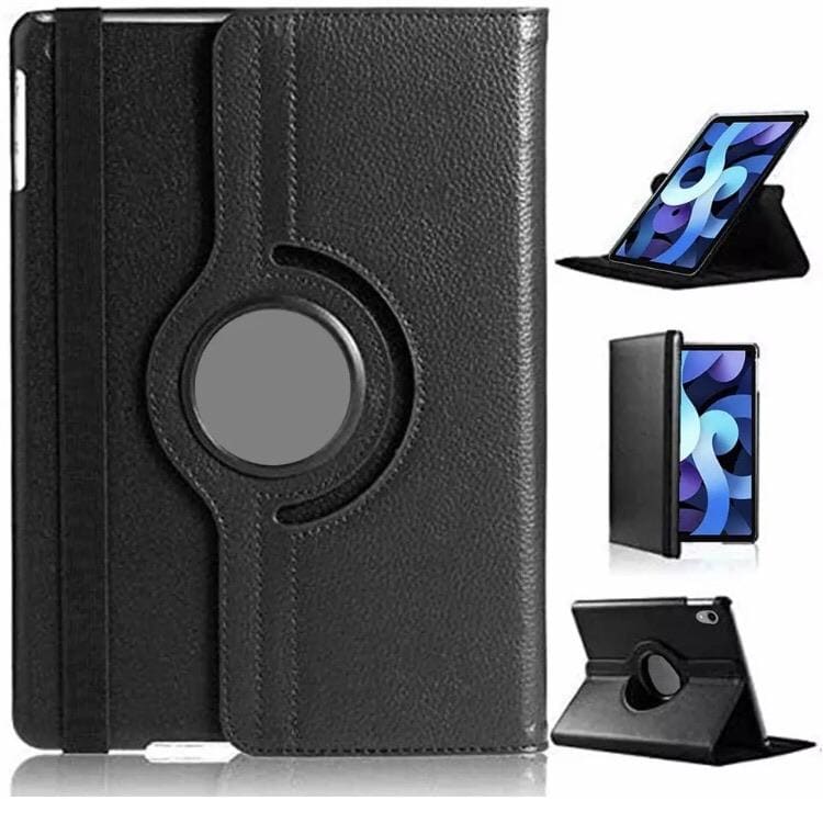 Black synthetic leather cover for iPad Air 4th and 5th generation 10.9-inch tablet by 9eight5, showing front view with open flap