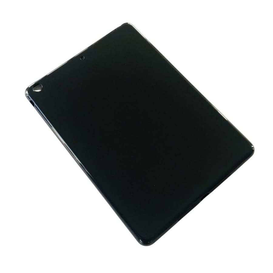 Gloss black silicone cover for iPad Air 9.7-inch by 9eight5, showing the sleek, flexible protective case on the tablet.