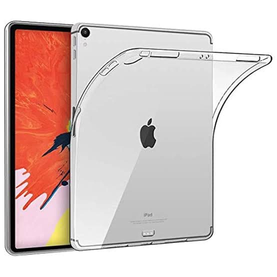 Clear silicone cover for iPad Pro 11-inch (2018) by 9eight5, showing the protective transparent case on the tablet.