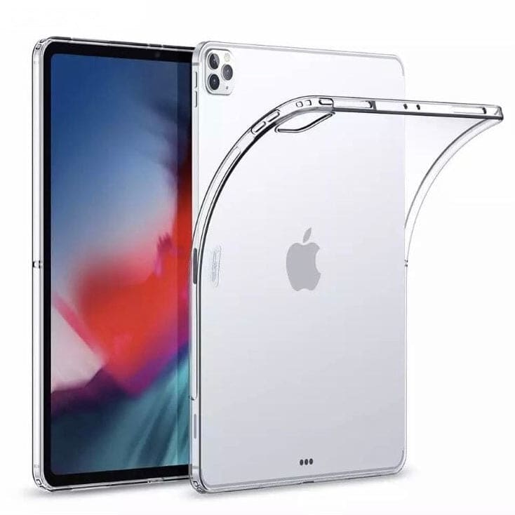 Clear silicone cover for iPad Pro 11-inch 2nd gen 2020 by 9eight5, showing the transparent, flexible protective case on the tablet.