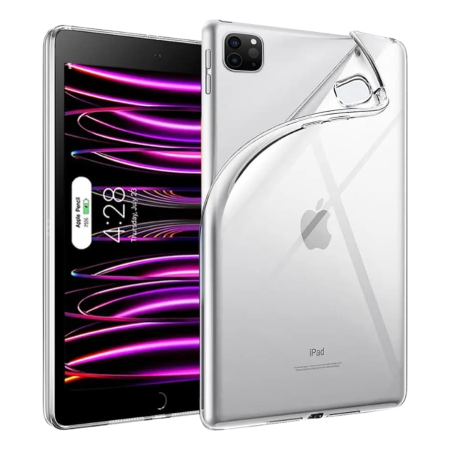 Clear protective cover for iPad Pro 11-inch 4th and 3rd generation by 9eight5, showing the transparent case fitted on the tablet.