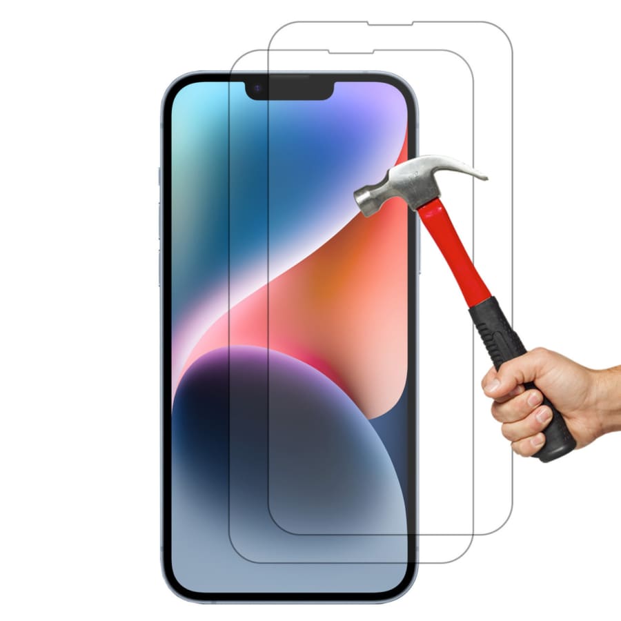 Pair of 9eight5 iPhone 14 Pro 6.1-inch screen protectors in a pack, designed to shield the display from scratches and cracks.