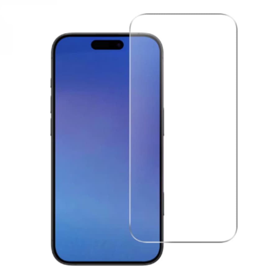 Clear 9eight5 screen protector for iPhone 17 Air, showing a transparent protective film over the phone screen.