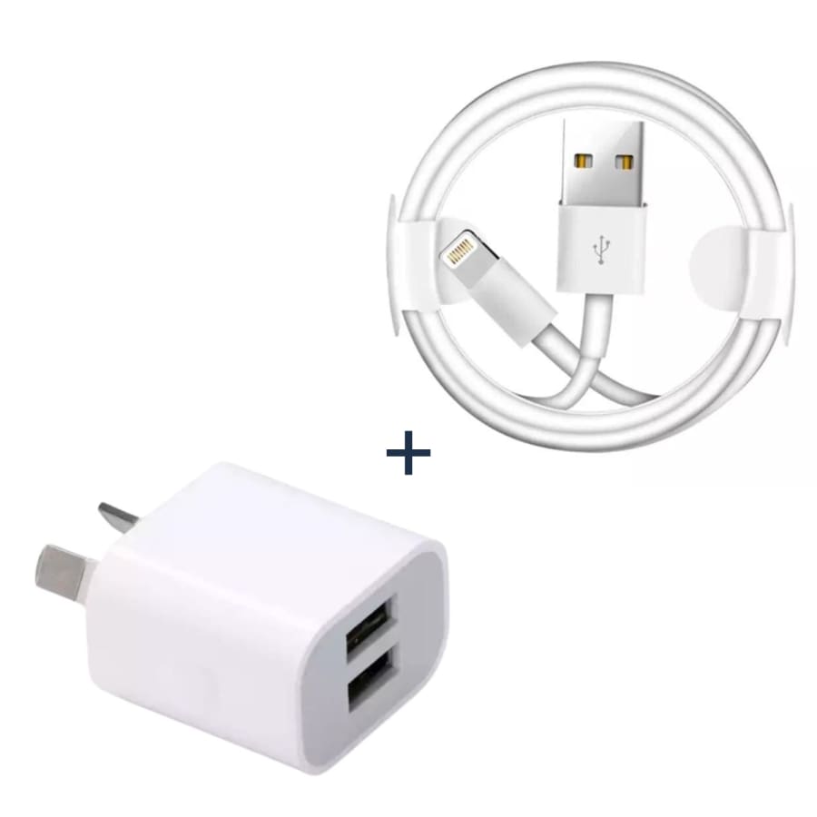 9eight5 iPhone charger cable 1m with wall plug for NZ/AUS, USB charging accessories for Apple devices