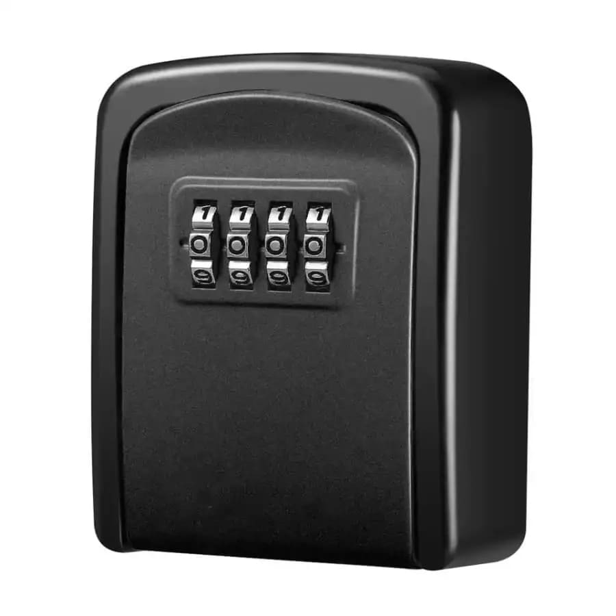 Metal key lock box from 9eight5, durable storage container with combination lock for secure key organization.