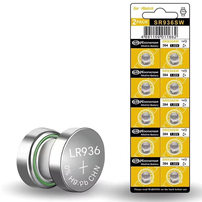 Koonenda 394 SR936SW watch batteries in a 10-pack, small silver button cell batteries for watches and small electronics