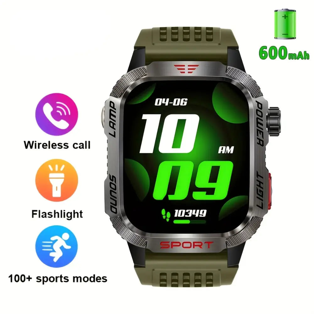 Habicare LIGE TWS smartwatch with HD touch display, wireless calling, notifications, pedometer, and long battery life.