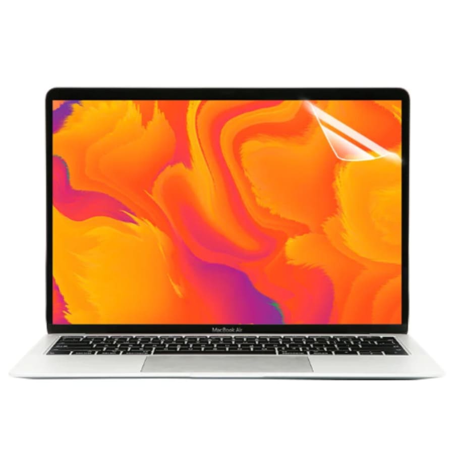 Hydrogel screen protector for 13-inch MacBook Air M1 2020, pack of 2, showing the clear, flexible protective film on the laptop screen.