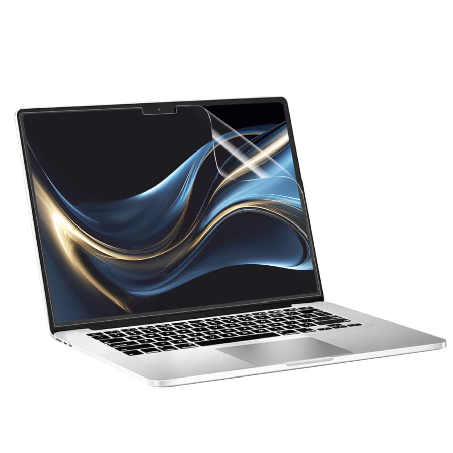 Hydrogel screen protectors for 15-inch MacBook Pro (2016, Intel), pack of 2, by 9eight5, covering the laptop screen.