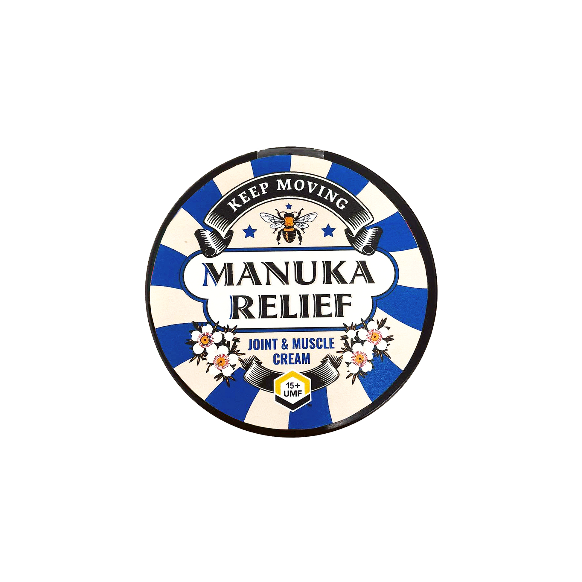 Manuka Relief remedial cream by The Honey Collection, featuring herbal ingredients for soothing skin relief.