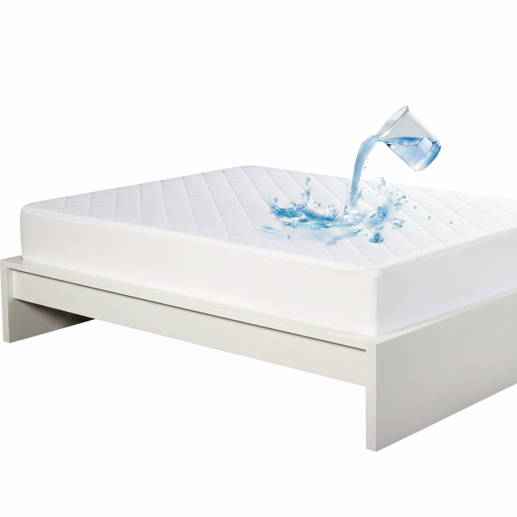 Super King size Lux Shield cotton waterproof mattress protector from sue-e furniture, showing soft fabric and waterproof backing.