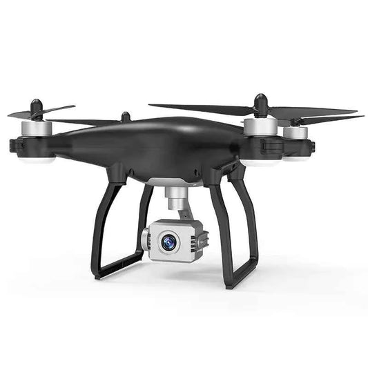 Mead's Supply X35 4K Drone with gimbal, showing its camera, sleek design, and propellers for professional aerial photography.
