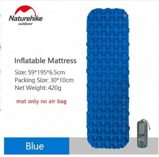 Orange outdoor inflatable mattress by Mead's Supply for camping, moisture-proof sleep pad with pillow options, available in 1P and 2P sizes.