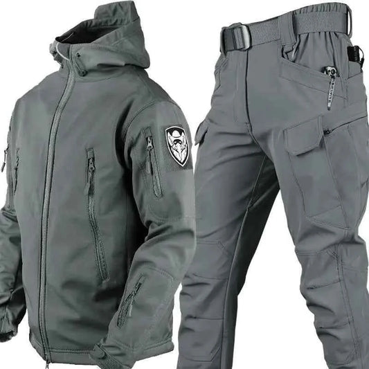 Outdoor Shark Skin Warm Camouflage Jacket and Pants Set - Tactical Softshell Fleece-Lined | Military Style