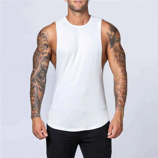 White men's loose cotton sleeveless singlet from Mead's Supply & Equipment Outfitters, ideal for casual or workwear.