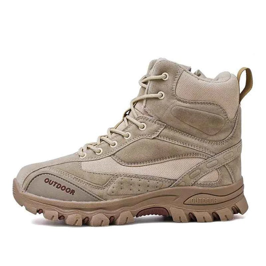 Men's high-top outdoor hiking shoes in army green by Mead's Supply & Equipment Outfitters, featuring rugged design and durable material.