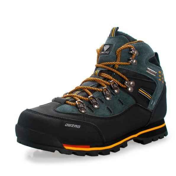Men's waterproof hiking shoes by Mead's Supply & Equipment Outfitters, lightweight trail footwear with durable rubber soles, blue color.
