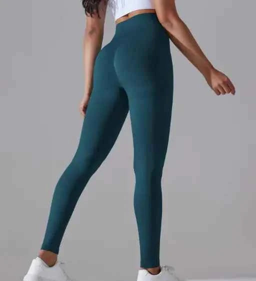 Brown knitted high waist yoga pants by Mead's Supply & Equipment Outfitters, soft stretch activewear for women.