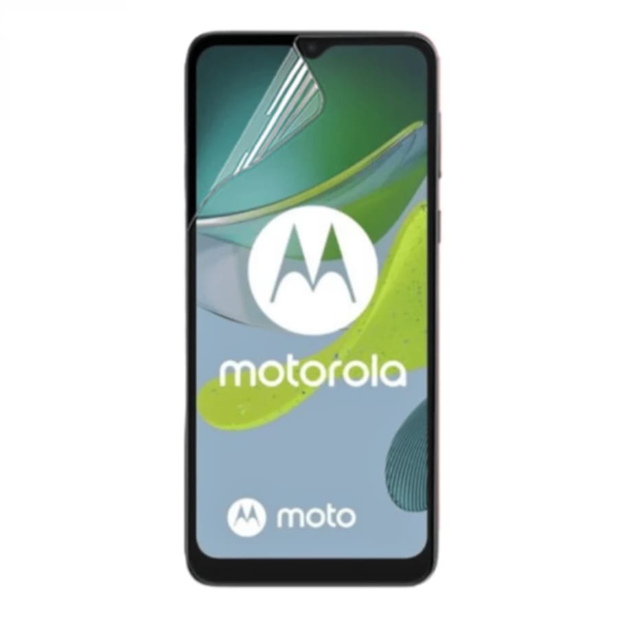 Hydrogel screen protectors for Moto E (2020) by 9eight5, pack of 2, showing clear, flexible screen protector on smartphone display.