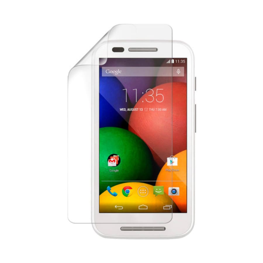 Hydrogel screen protector for Moto E3 Power 2016 smartphone by 9eight5, showing a close-up of the flexible film covering the screen.