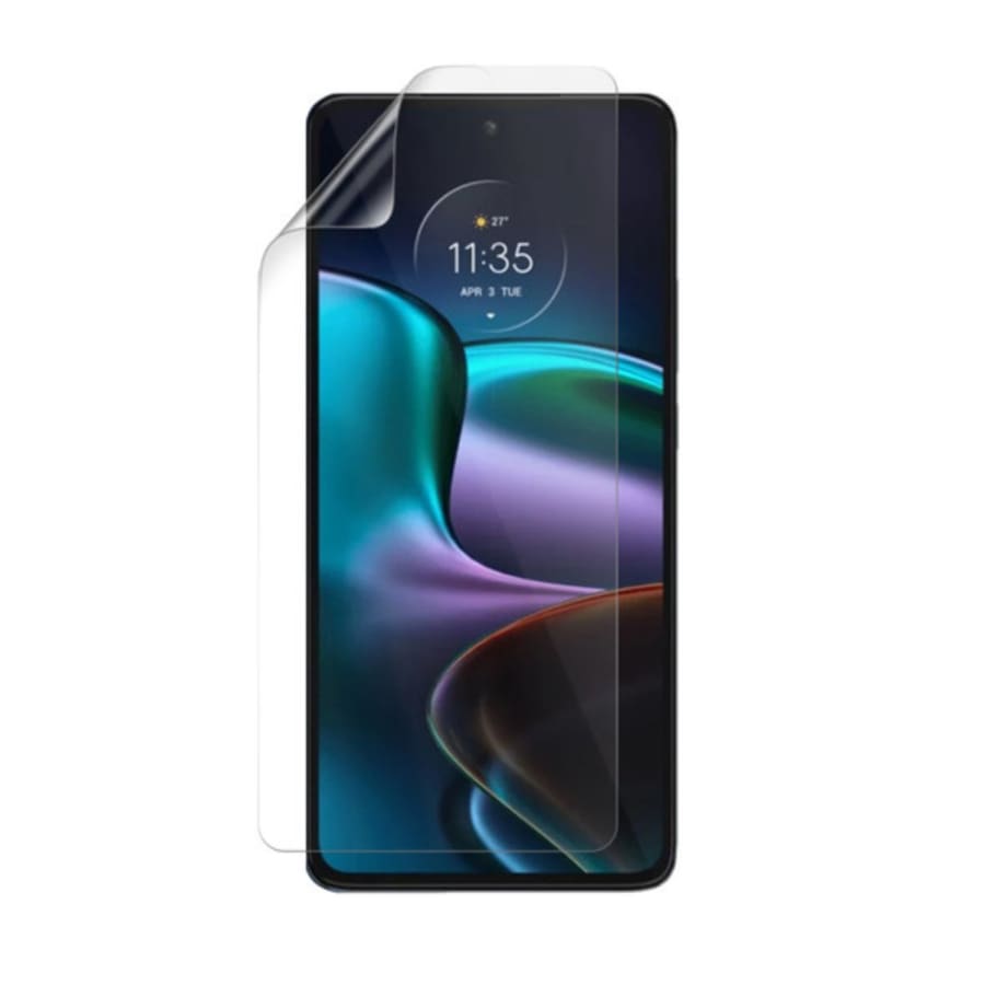 Hydrogel screen protector for Moto Edge 30 2022 by 9eight5, pack of 2, showing the protector applied on the smartphone screen.