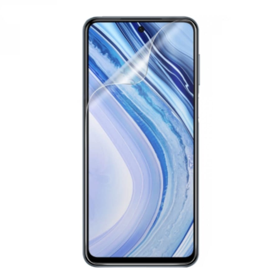 Hydrogel screen protector for Moto G 5G (2022) by 9eight5, showing a clear, flexible shield fitting the phone screen perfectly.