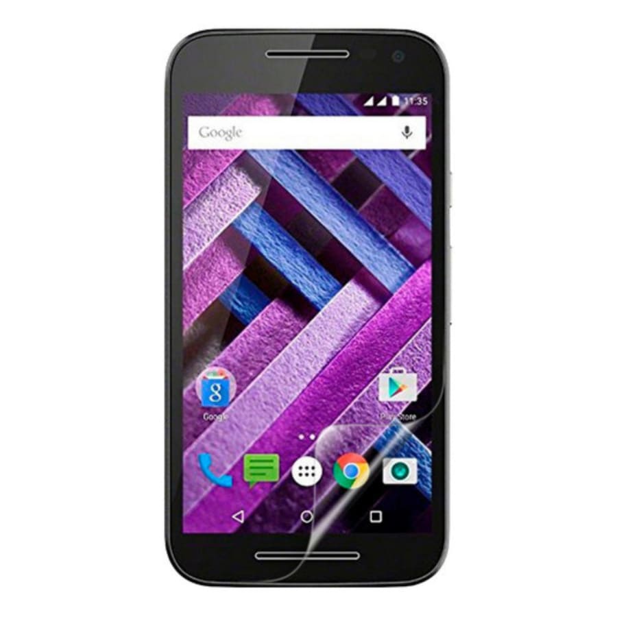 Hydrogel screen protector for Moto G Turbo by 9eight5, shown in a pack of two on a smartphone screen.