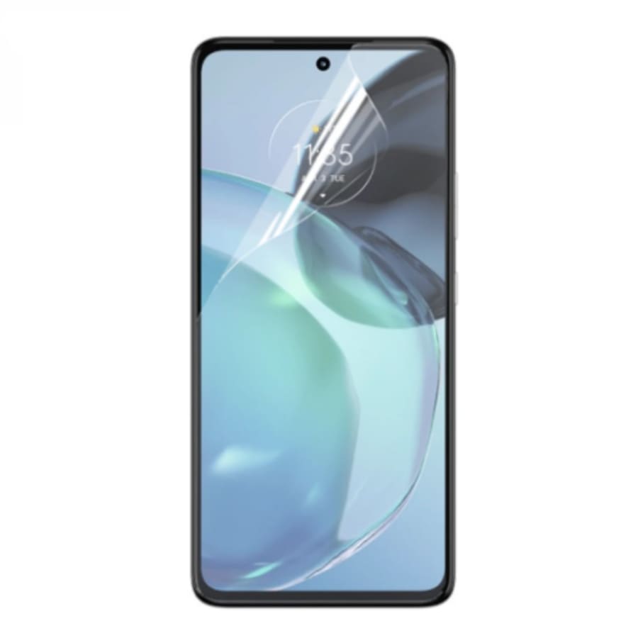Hydrogel screen protector for Moto G53j, G53s, G53y by 9eight5, showing a clear, flexible film on a smartphone screen.