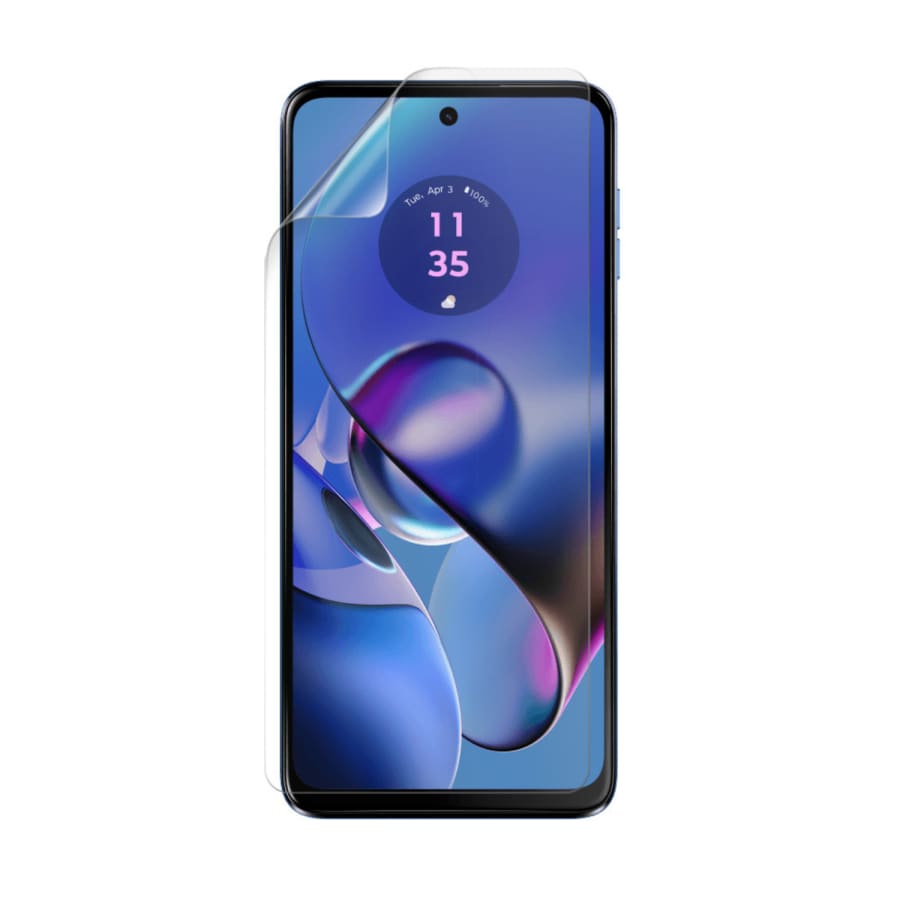 Hydrogel screen protector for Moto G64 2024 by 9eight5, shown in a pack of two, fitting over the phone screen for protection.