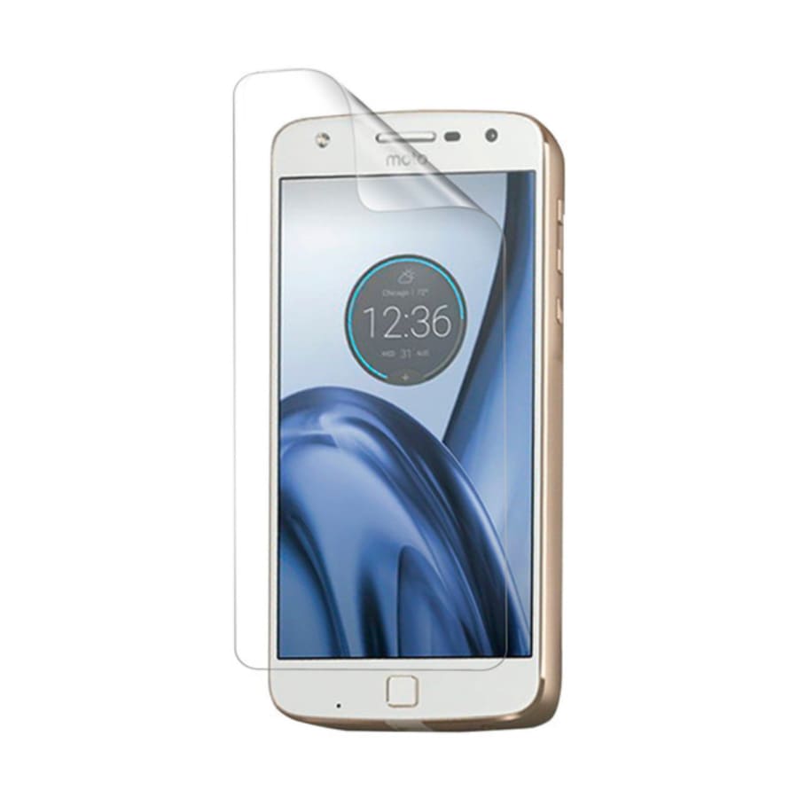 Two 9eight5 hydrogel screen protectors for Moto Z Play (2016) shown on a white background.