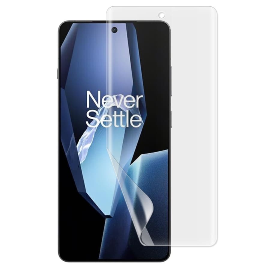 Two 9eight5 Hydrogel screen protectors for OnePlus Ace Pro Racing smartphone, showing clear, flexible film covers.