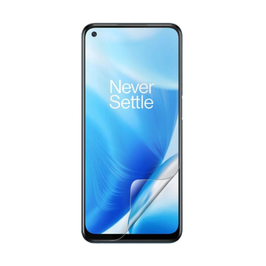 Hydrogel screen protector for OnePlus Nord N200 5G, by 9eight5, showing a clear, flexible film fitting the phone screen.