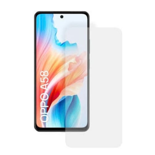 Pair of 9eight5 screen protectors for Oppo A58 4G, showing clear, transparent protection for the phone screen in the image.
