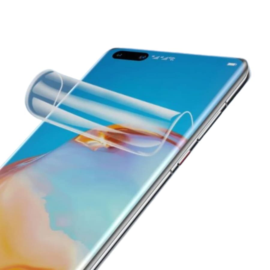 Hydrogel screen protector for Oppo A60 4G and 5G by 9eight5, showing a transparent protective film on the smartphone screen.