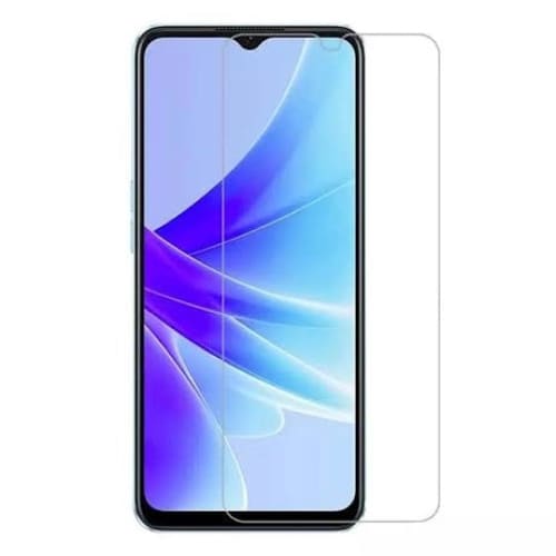 9eight5 screen protector for Oppo A77 5G, clear tempered glass covering the screen with precise cutouts for camera and sensors.