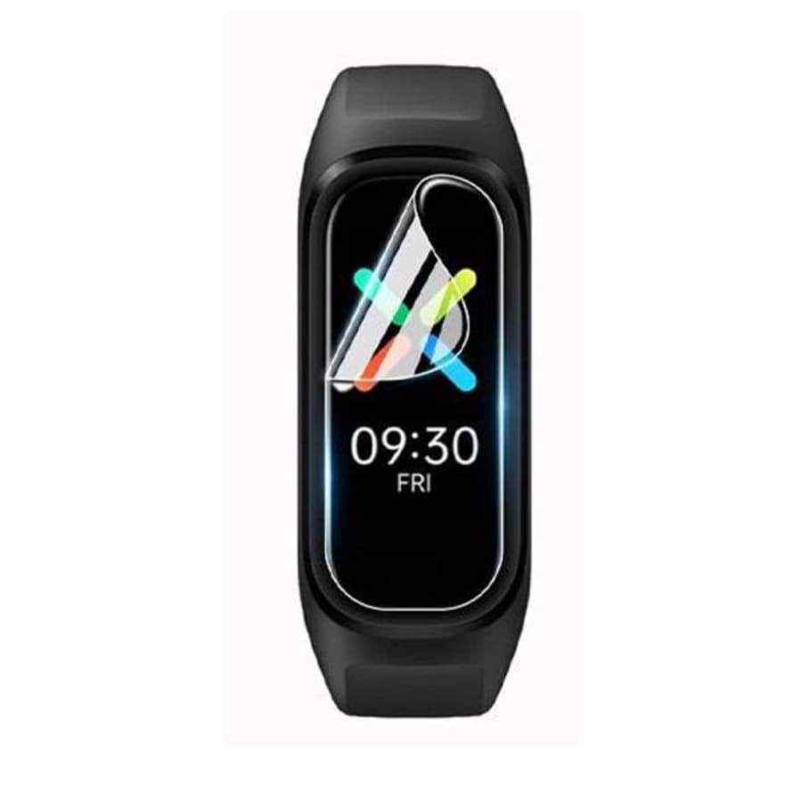 Hydrogel screen protector for Oppo Band in black, pack of 4, designed to safeguard the watch display.