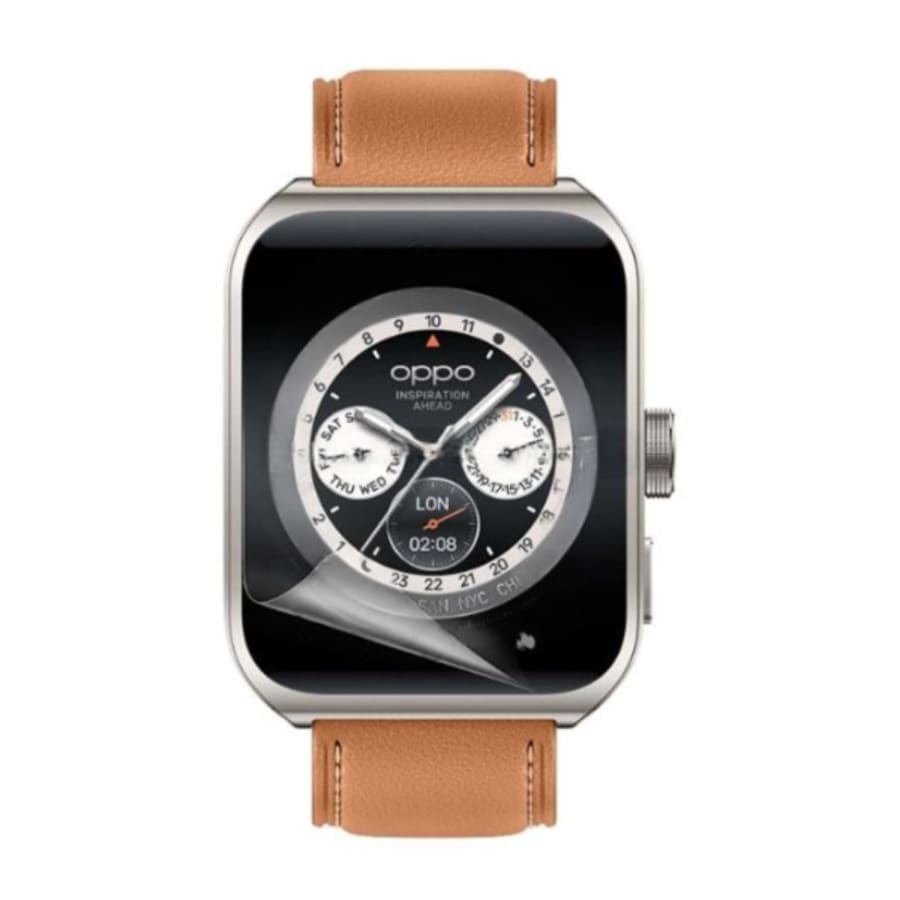 Hydrogel screen protector for Oppo Watch 4 Pro, clear watch case by That Watch Shop, showing the protector on the watch face